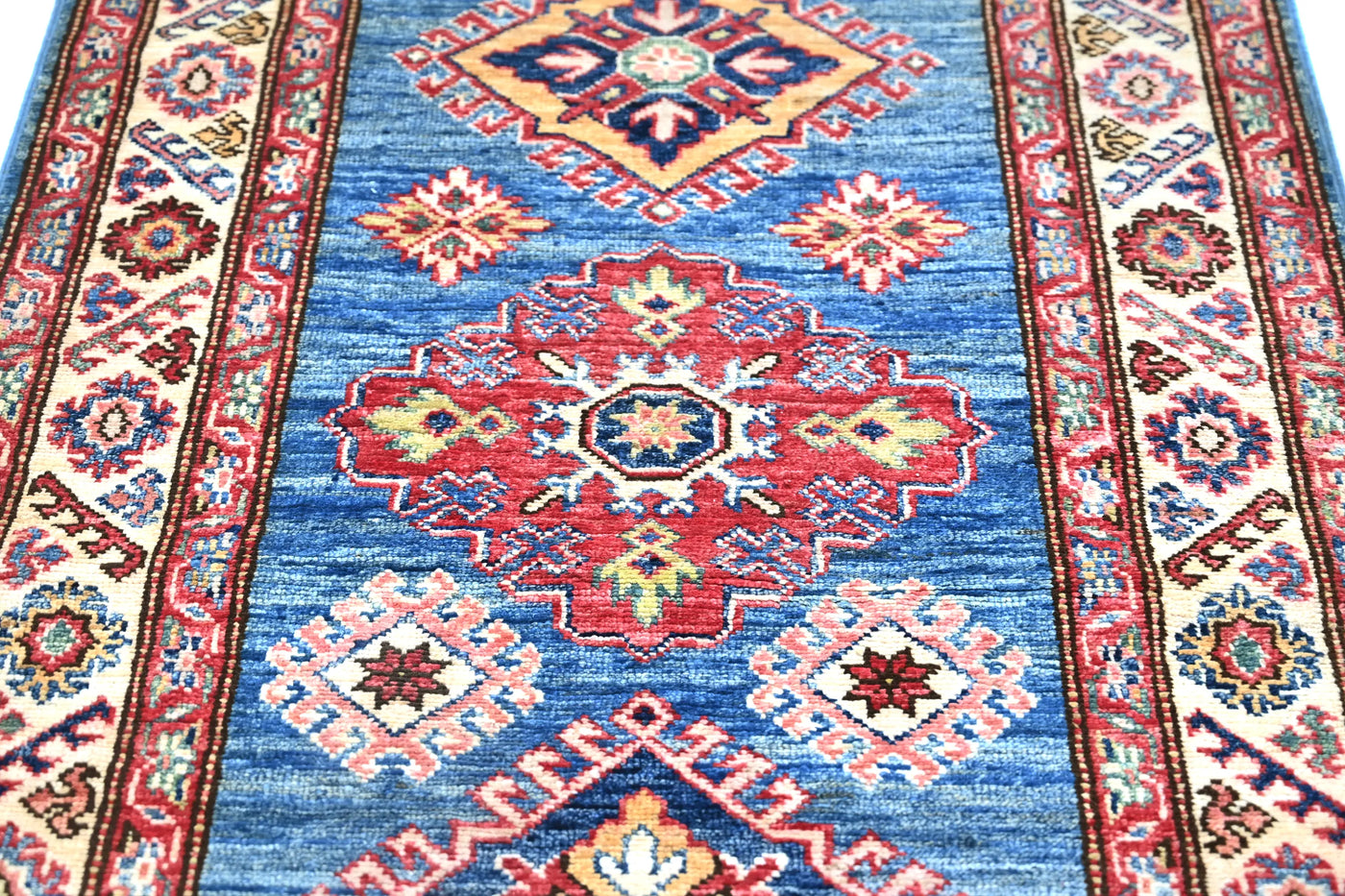 Super Kazak Afghan Runner – Cerulean Vista